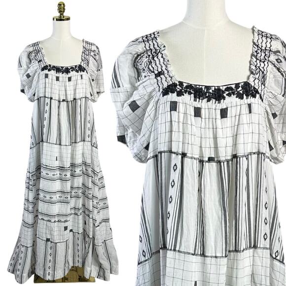 Free People Western Bohemian Jamie Embroidered Maxi Dress Size Large Ethereal - Picture 4 of 15